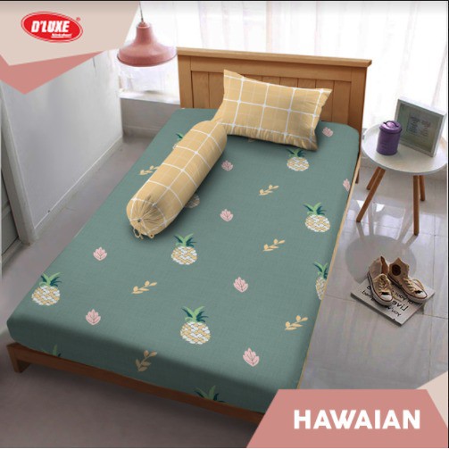 Sprei Kintakun Deluxe Motif  Hawaian - Seprei Ukuran Extra Single 120x200 Kembang Minimalis Ori