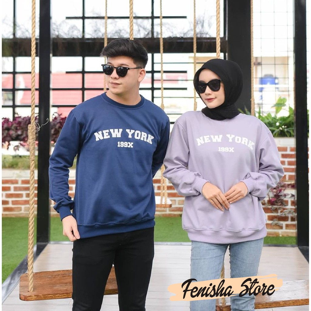 Sweater Basic New York 199X Unisex Size M L XL XXL Jumbo