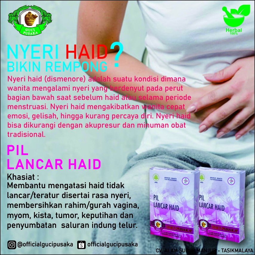 OfficialGuciPusaka Obat Lancar Haid (100% Jamu Herbal) Obat Haid Jamu Lancar Haid Obat Sakit Perut