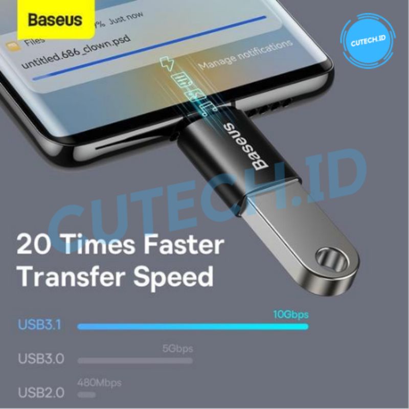 BASEUS INGENUITY CONVERTER MINI OTG USB FEMALE TO TYPE C MALE ADAPTER