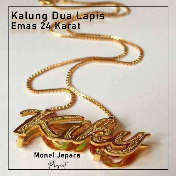 Kalung Nama Lapis Emas (Dua Lapis)