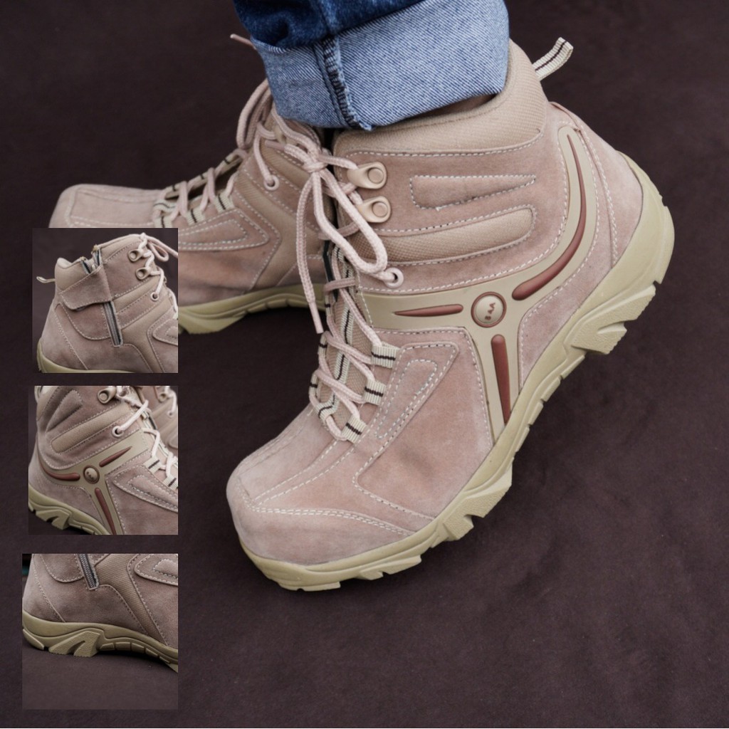 SEGERA DAPATKAN - SEPATU BOOTS TACTICAL PRIA HIKING TRACKING PRIA GAGAH SAFETY UJUNG BESI 5AA CREAM