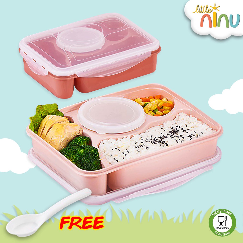 LITTLE NINU Lunch Box Kontainer Polos Isi 4 Bagian