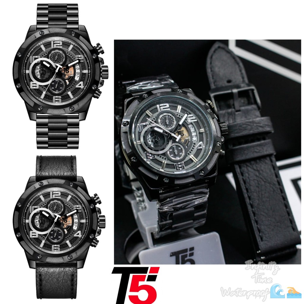 Jam Tangan Cowok T5 H3706G 3706 Chrono dan Tanggal Aktif Kualitas Original Waterproof