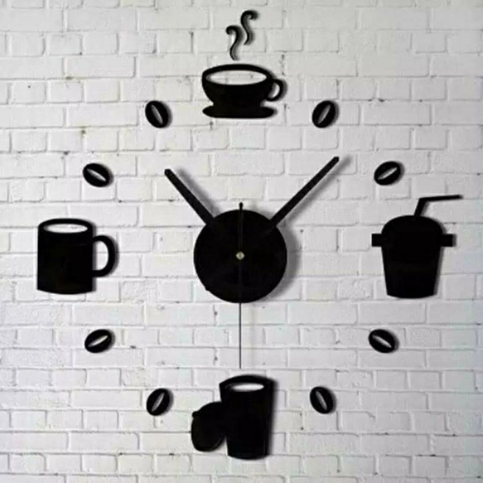 Jam Dinding Dekorasi Model Kopi DIY Coffe Big Wall Clock Grosir