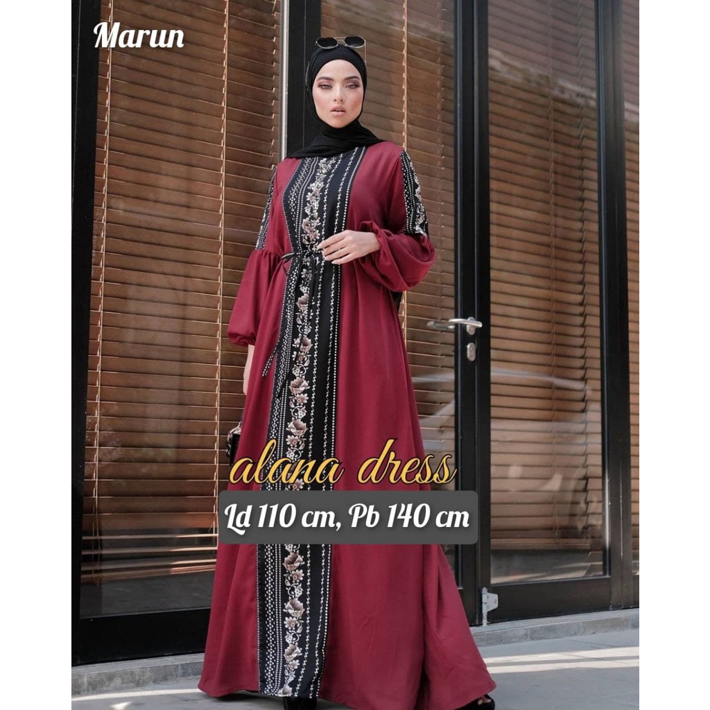 Alana Dress - Gamis Terbaru Rayon Premium Abaya Syahrini Turkey Lengan Panjang Busui Dress Wanita Muslim Kekinian