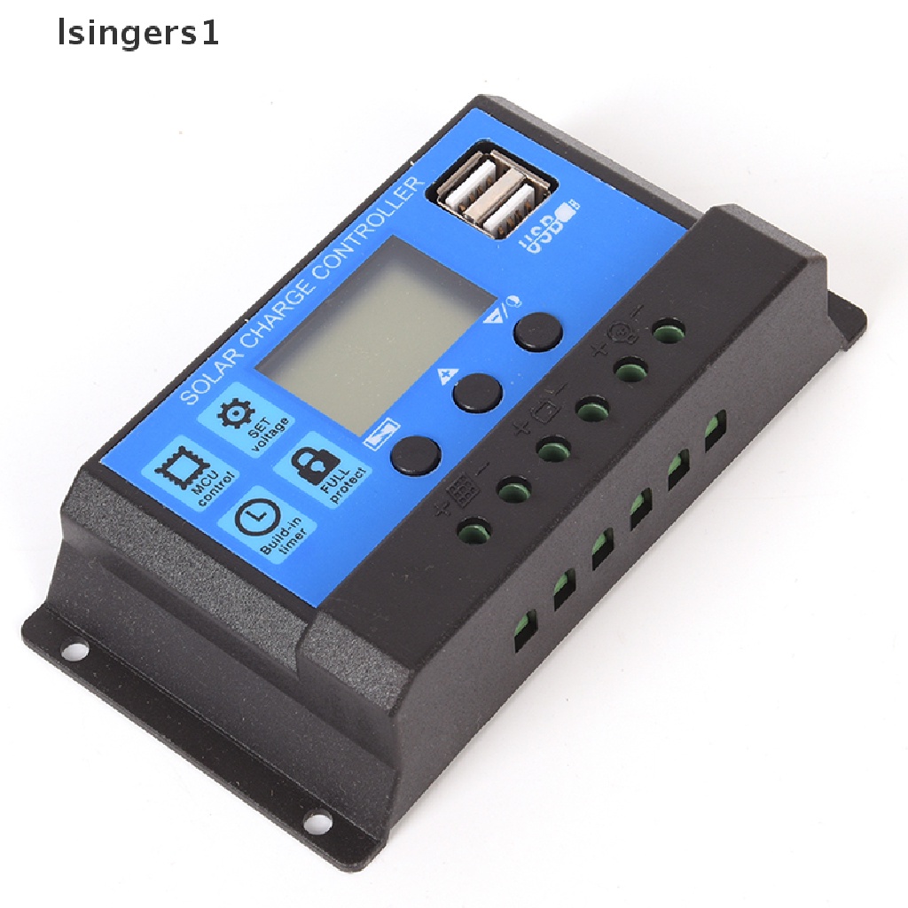 (lsingers1) Regulator Controller Charger Baterai Tenaga Surya 12V / 24V 30A PWM Dengan Layar LCD