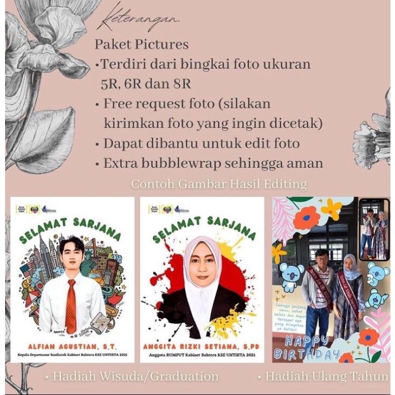 PAKET WISUDA PHOTO CUSTOME / FREE BINGKAI 6R / FOTO / HADIAH WISUDA / CEWEK / COWOK / CETAK FOTO / GIFTBOX MURAH / HAMPERS / ULANG TAHUN / ANNIVERSARY / LULUS