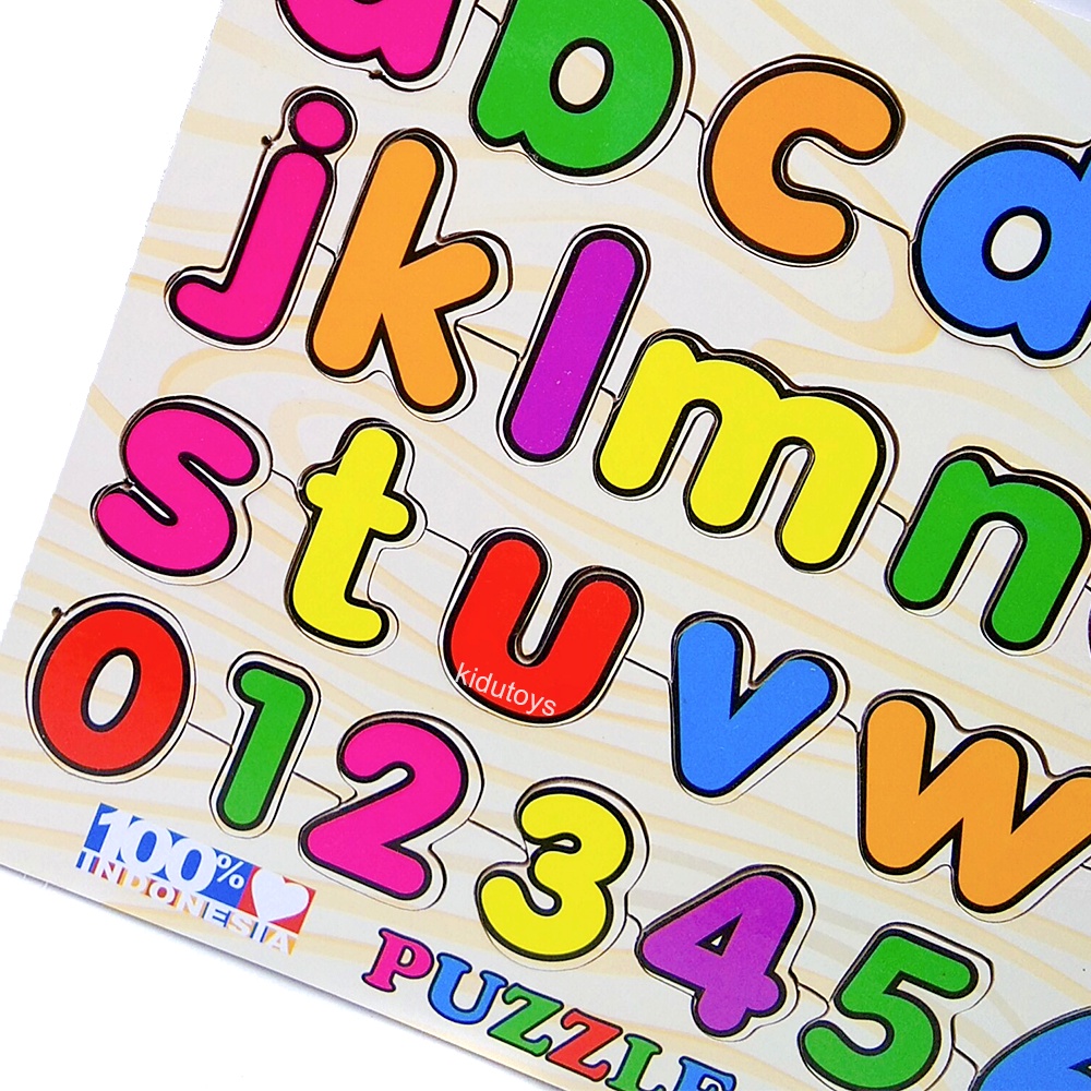 Mainan Puzzle Kayu Edukasi Huruf Hijaiyah Arab Kapital Besar Angka ABC 123 Number Letter Wooden Puzzle Kidu Toys