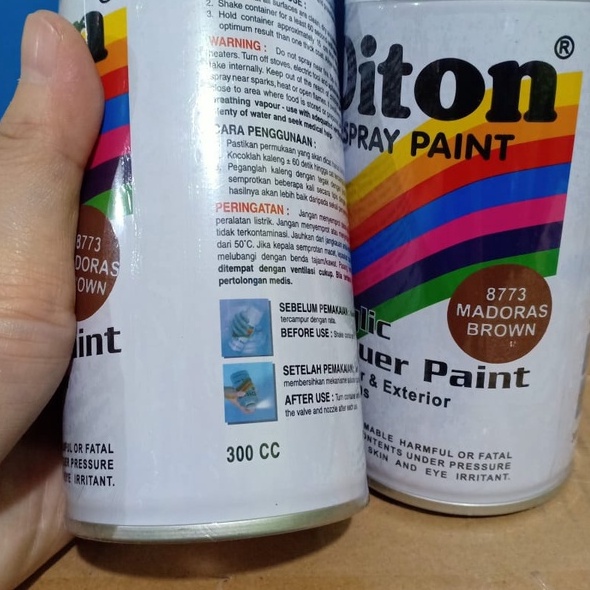 Pilox Pilok Cat Semprot DITON Spray Paint Acrylic Lacquer Paint SOLID COLOURS 300cc - 8773 Madoras Brown / Coklat (300ml)