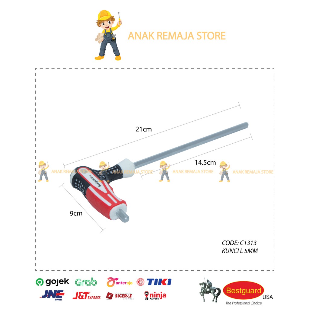 Bestguard Kunci L Set Model T 5mm