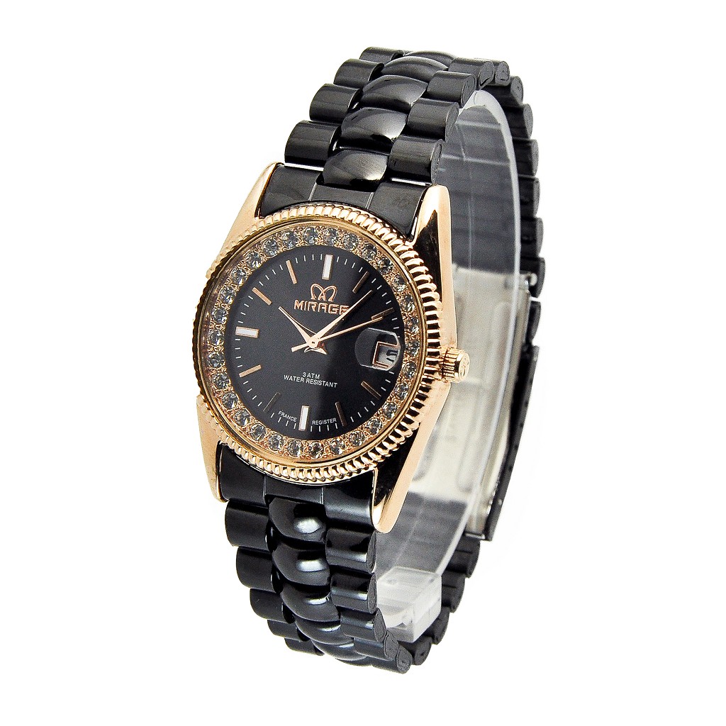 Jam tangan wanita mirage rx hitamrosegold 1579M pH 