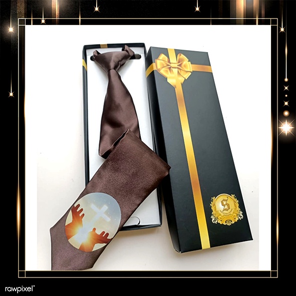 Dasi rohani gereja natal salib kristian warna coklat tua instant perekat velcro ready stok sse trade