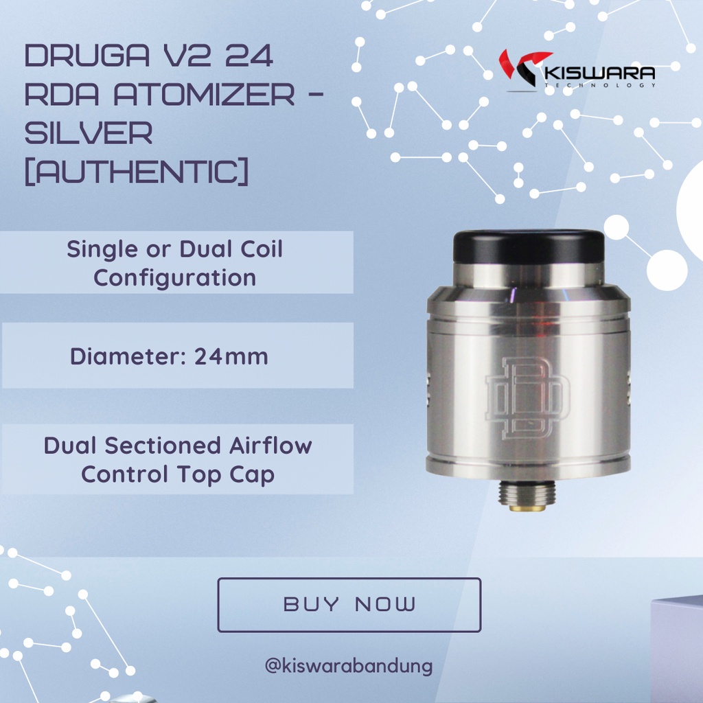 DRUGA V2 24 RDA Atomizer - SILVER [Authentic]