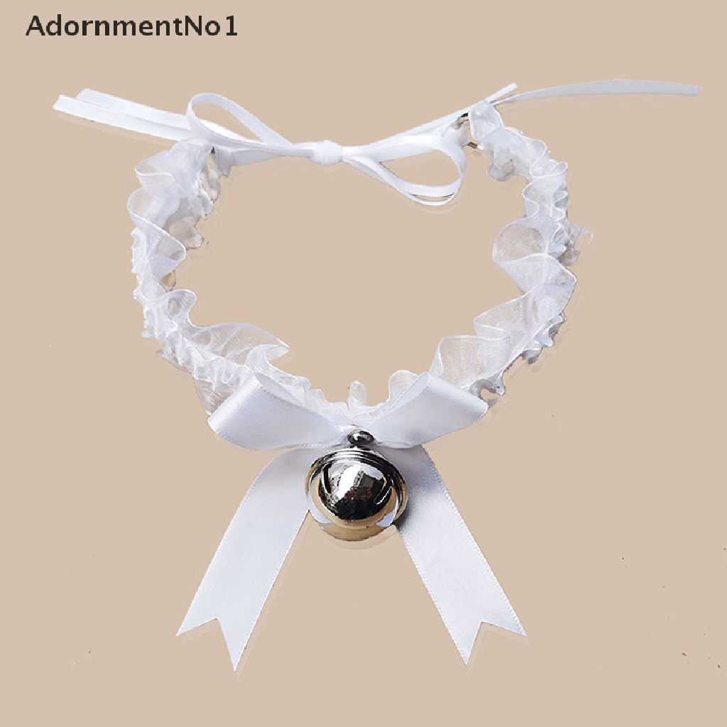 (AdornmentNo1) Kalung Choker Lace Sexy Aksen Pita + Lonceng Untuk Perhiasan Wanita