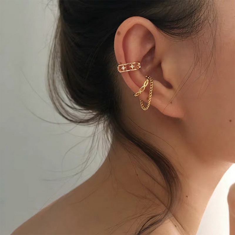 Anting Klip Telinga Model Kupu-Kupu Rumbai Menjuntai Gaya Korea Untuk Wanita