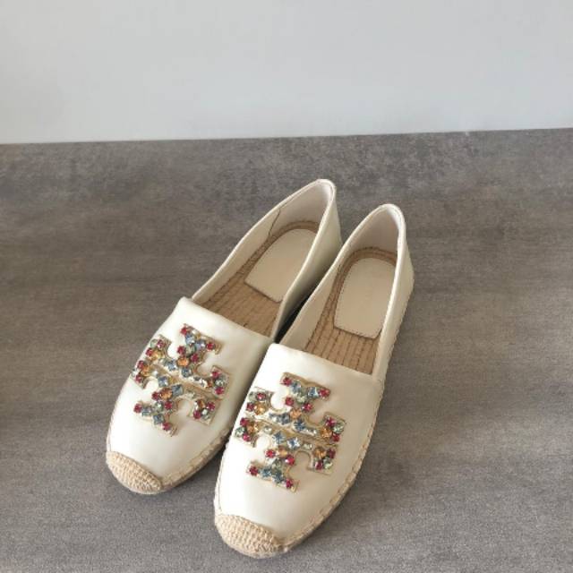 SEPATU WANITA TB INES LEATHER FLAT SHOES EMBELLISHED ESPADRILLES