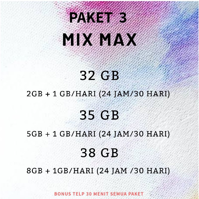 PAKET TRI 32GB/ 35GB / 38GB