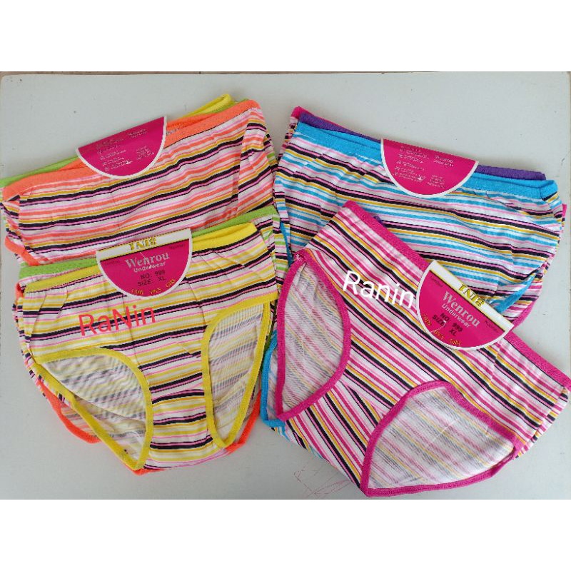 12 pcs wenrou 999 Celana Dalam wanita wenrou salur / wenrou lorek Lusinan murah