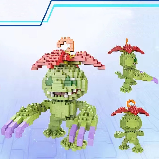 Mainan Edukasi Anak Laki-Laki / Perempuan Balok Bangunan Desain Monster Digimon Kuno