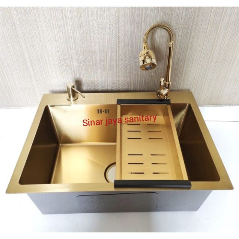 paket komplit kitchen sink inobe 6045 gold / kitchen sink gold