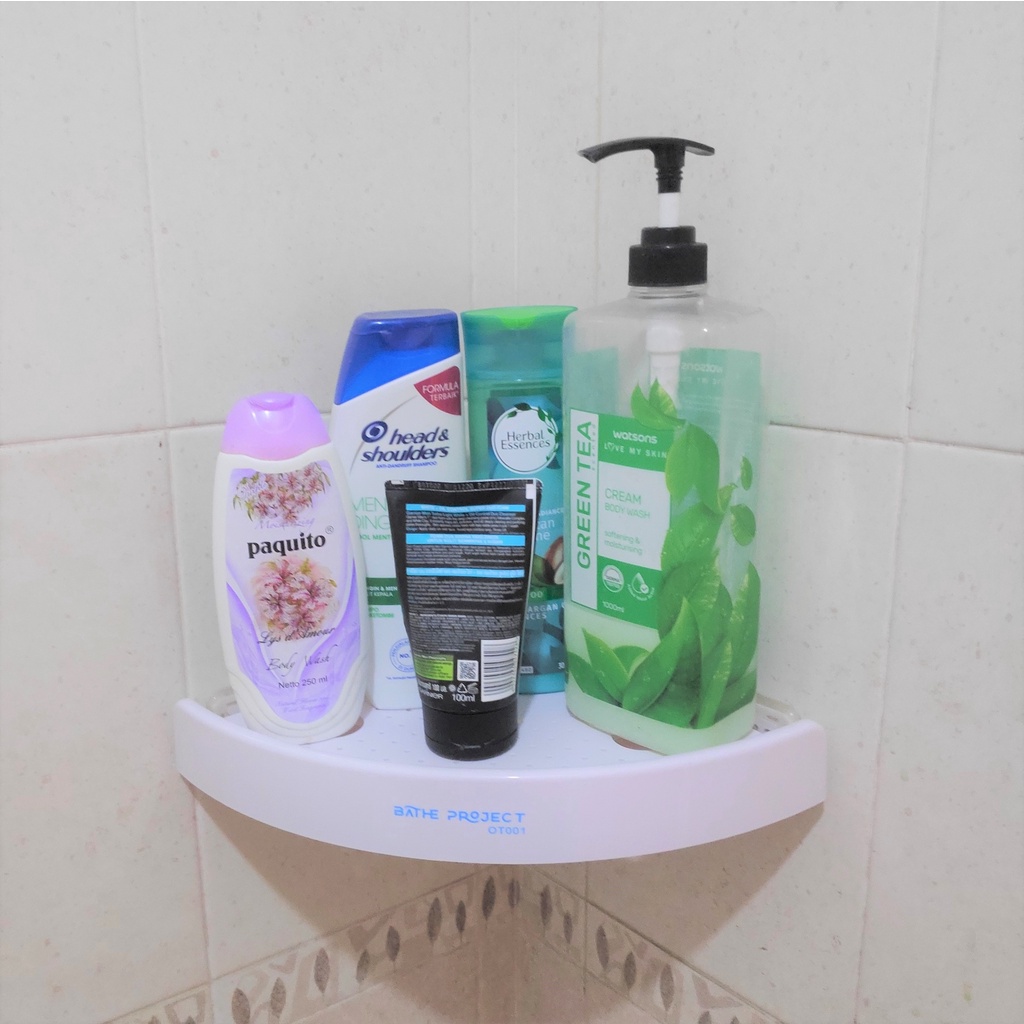 Rak Gantungan Sudut Dinding Kamar Mandi Multifungsi Corner Shelf / Rack Bathroom 2 Layers