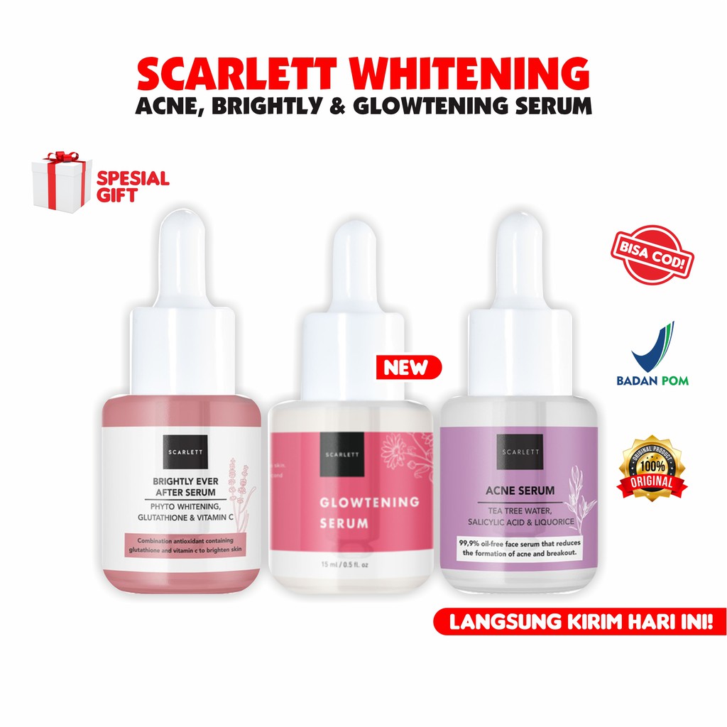 Jual Scarlett Whitening Serum Ready Glowtening Acne Brightly Ever After Paket Scarlet Skarlet 3322