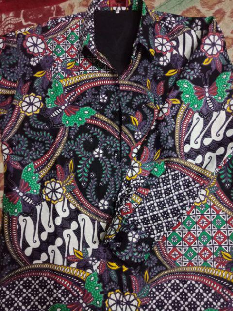 Batik Solo Kupu Ungu Kemeja Panjang Pria Katun Halus Sragenan Full Furing