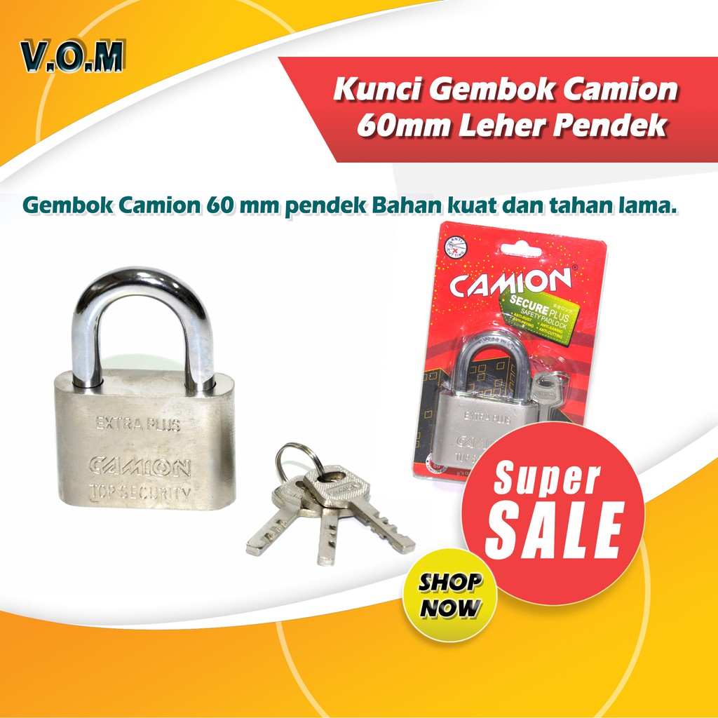 VOM-PENDEK 60 mm Kunci Gembok Camion - Gembok 60mm Leher Pendek 0547