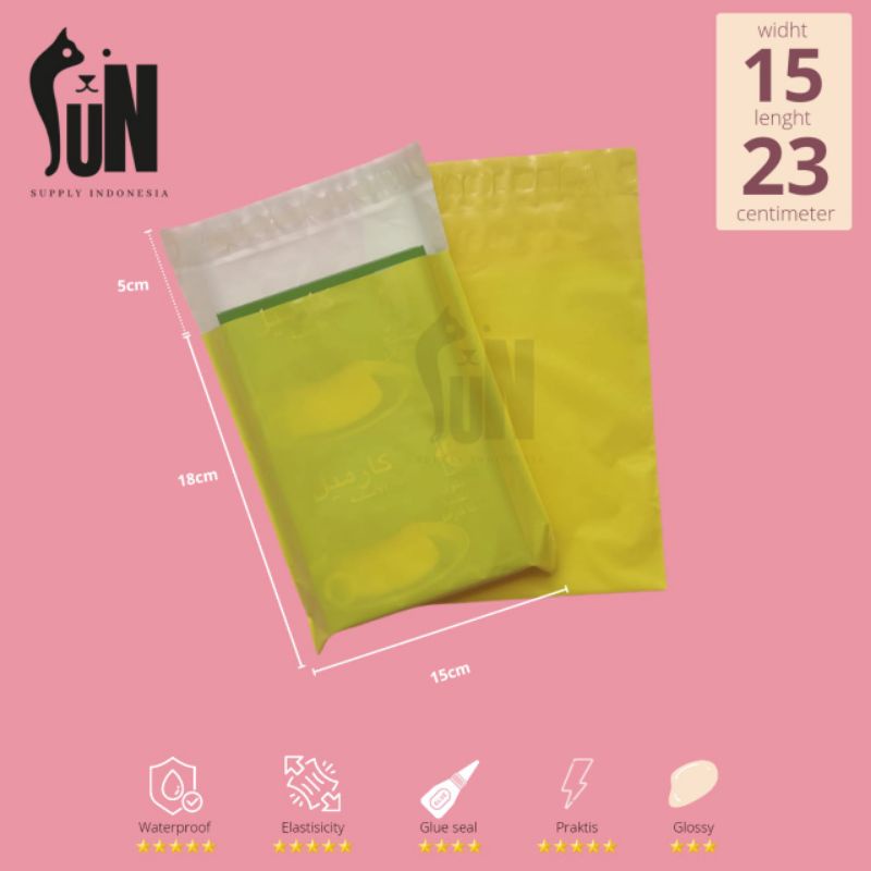 

[10Lembar]Plastik Poly Mailer 15x23|17x30|20x30|25x40|28x45|35x50 Semi Glossy Yellow Plastik Packing