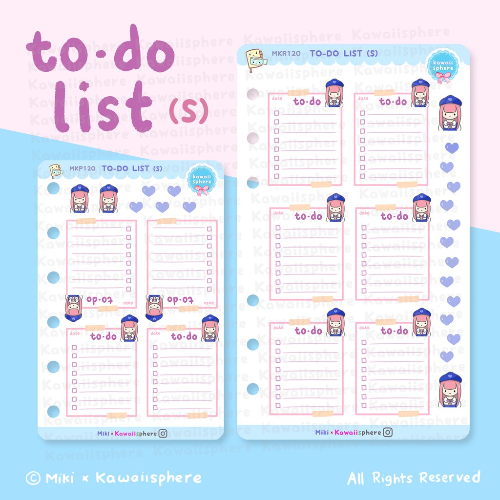 

To-Do List | A6 / A7 Ring Planner Refill Sticker ToDo List Kawaiisphere