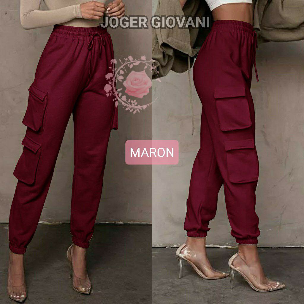 JOGGER WANITA GEOVANI FASHION / KANTONG POKET KIRI KANAN / BAHAN TEBAL / CELANA PANJANG CEWE