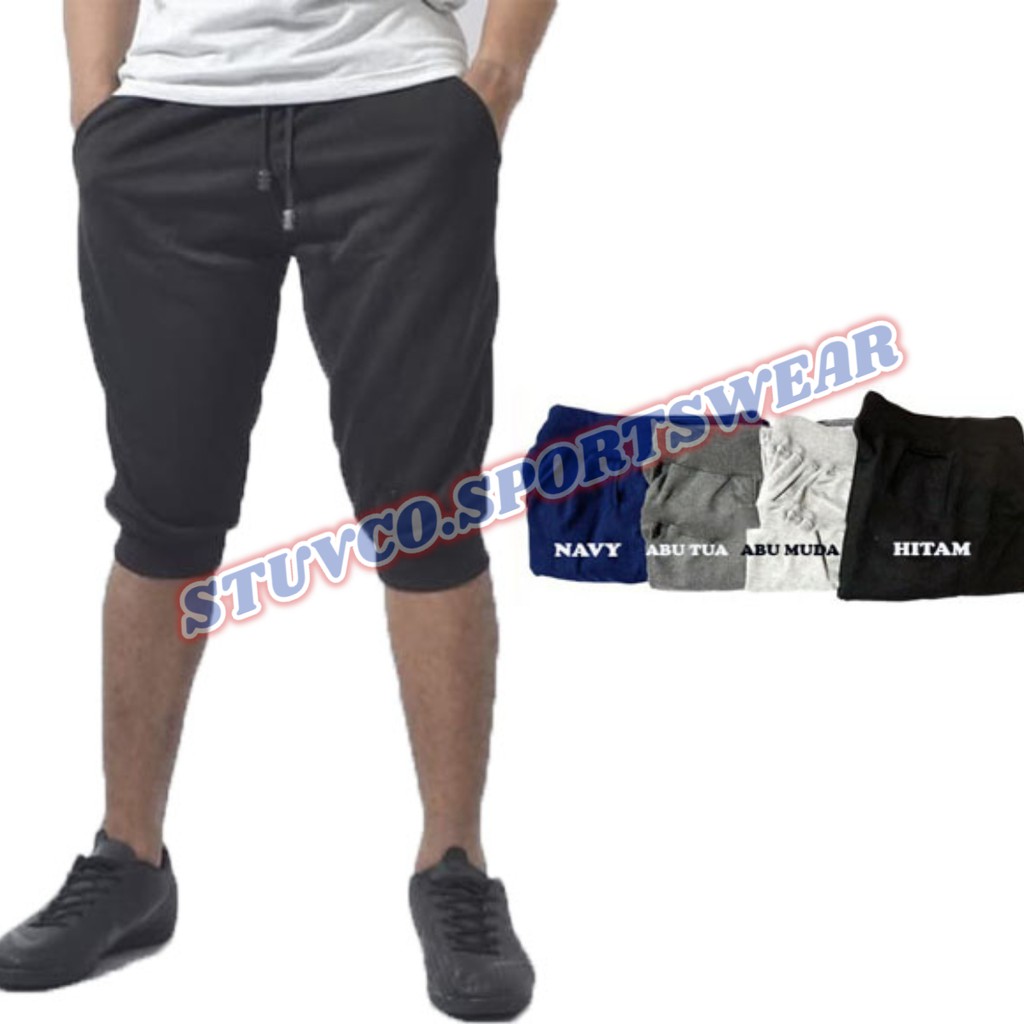 CELANA JOGGER PANTS POLOS 3/4 BABYTERRY PRIA WANITA OLAHRAGA GYM FITNESS