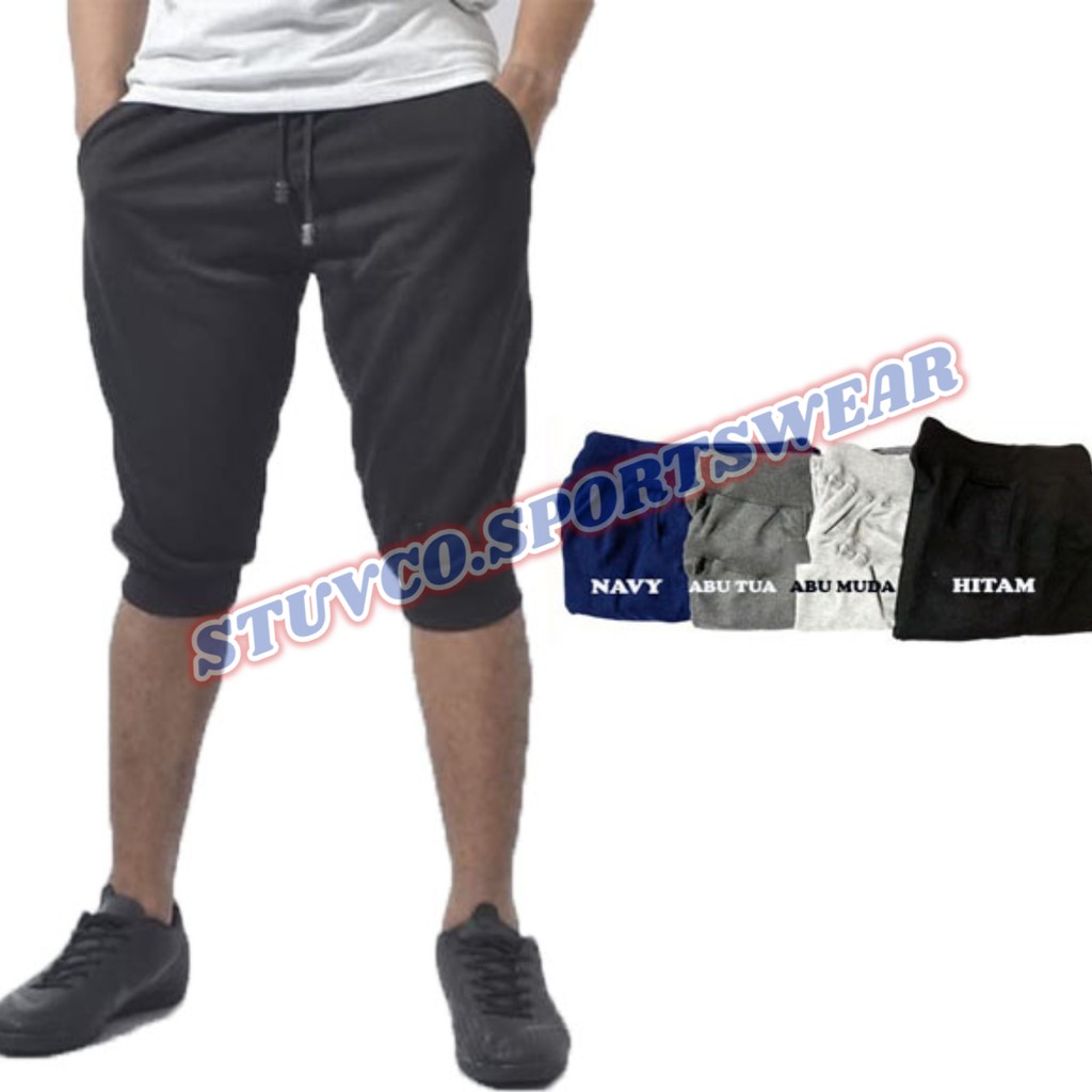 CELANA JOGGER PANTS BABYTERRY PENDEK 3/4 OLAHRAGA PRIA WANITA GYM FITNESS