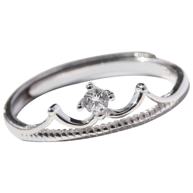 Exquisite Cincin Silver Sterling 925 Hias Kristal Zircon Warna Silver untuk Wanita