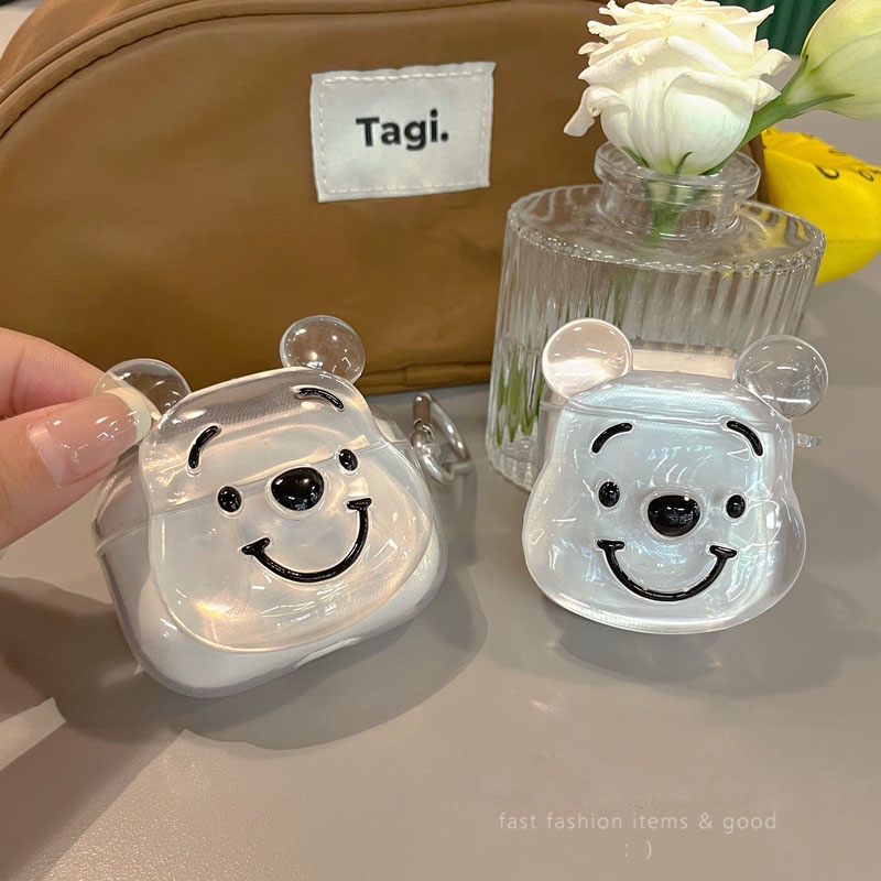 INPODS Soft Case TPU Transparan Motif Beruang 3d Cover Airpods 1 2 Pro 2 3 11 12