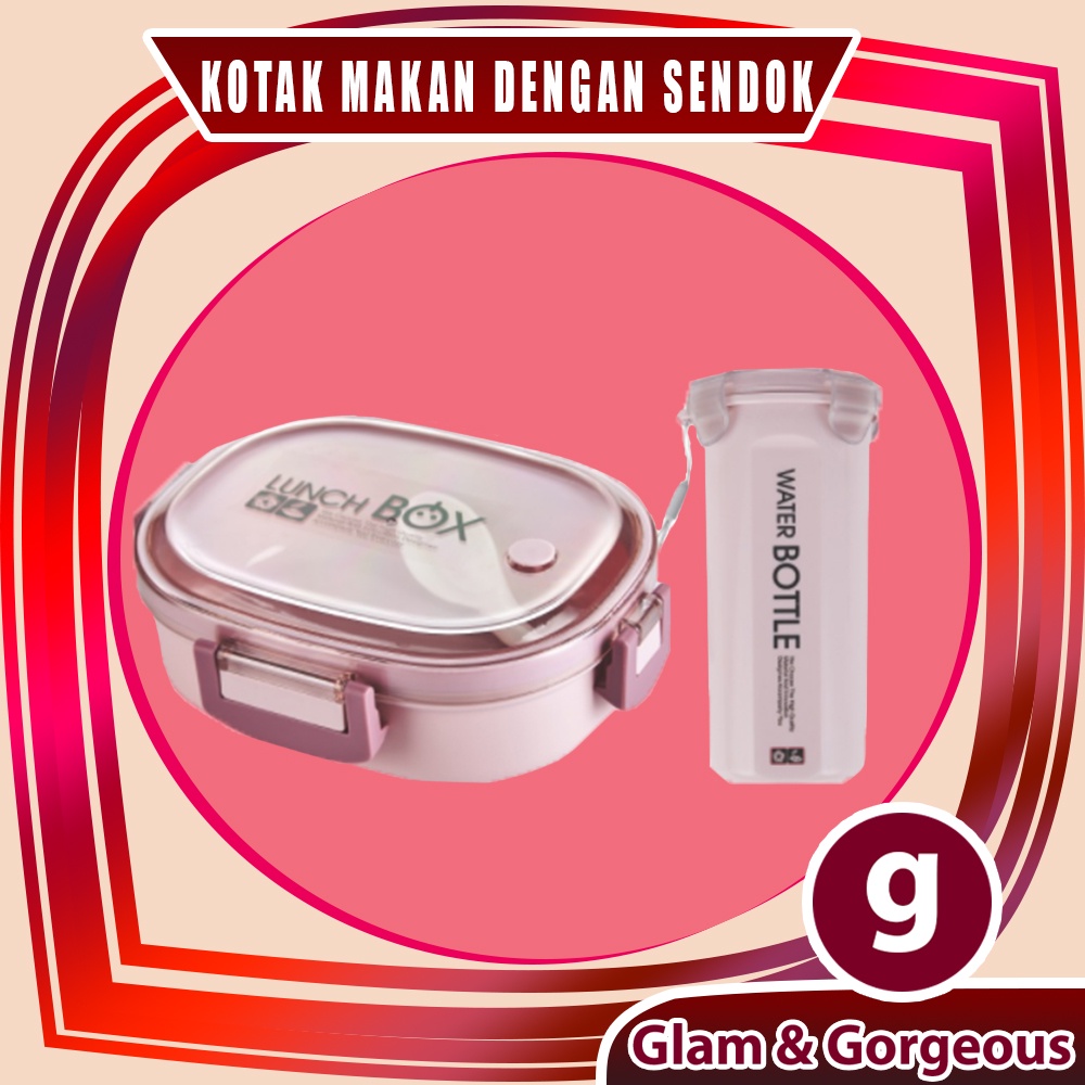 Kotak Makan Set Lunch Box Berikut Botol BPA dan Sendok - KMP016