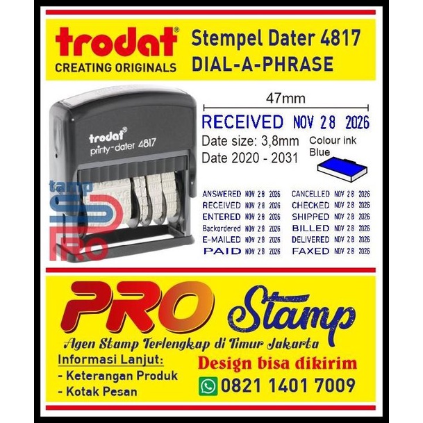 

Stempel Tanggal Trodat Printy Dater 4817 Phrases & Dater Stamp