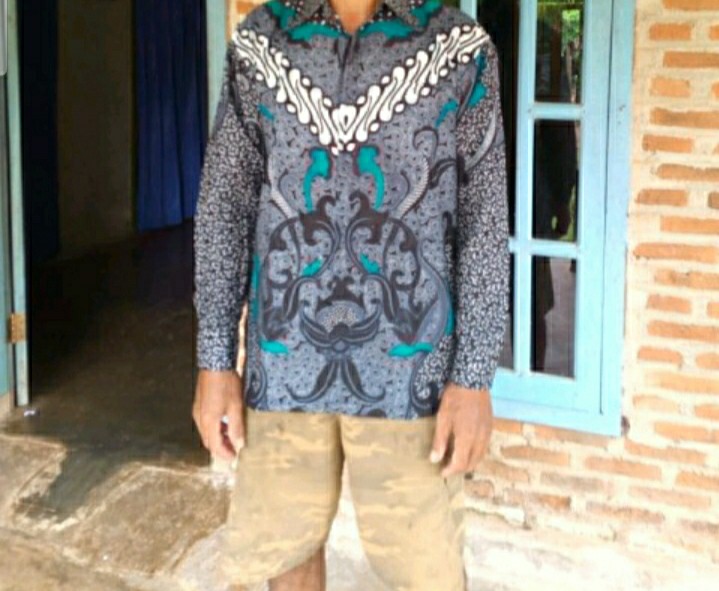 Kemeja Batik Pria Lengan Panjang Size M L Xl Xxl  Bswart Batik Hrb026 Kenongo Hem Panjang Padi