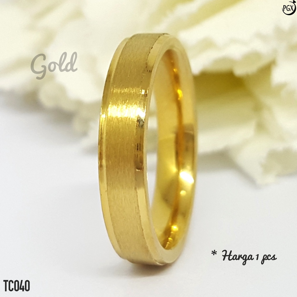 PGX Cincin Titanium Couple Silver Tunangan Aksesoris Fashion Perhiasan Anti Karat - TC040