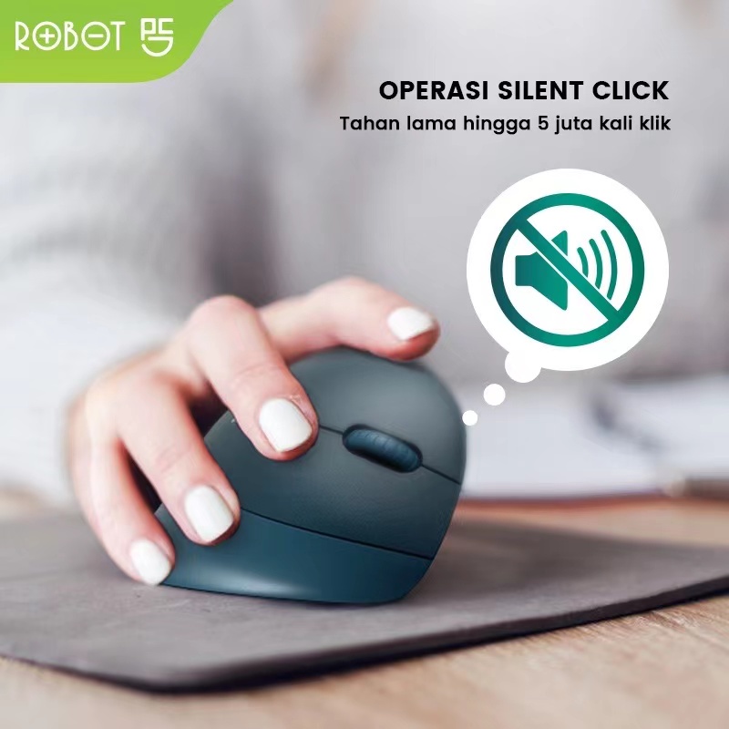 ROBOT Guru Master 1 Vertical Mouse Dual Mode Wireless Bluetooth Silent Click Ergonomic Design Garansi Resmi 1 Tahun