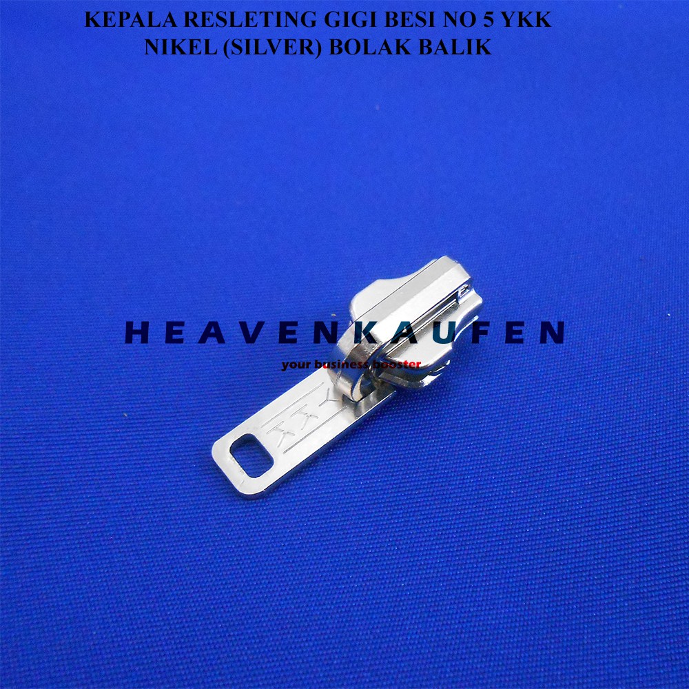 Kepala Resleting / Kepala Zipper YKK Type Gigi Besi No 5 Bolak Balik Warna Nikel Silver