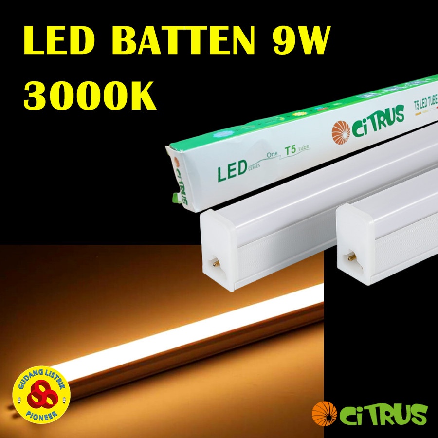 Citrus Lampu LED T5 Batten 9W 600mm Kuning LED Tube 9 Watt 3000K