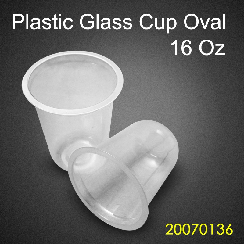 Gelas plastik OVAL 14OZ 16OZ / U CUP 14OZ 16 OZ isi 50pcs