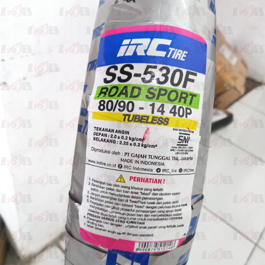 IRC 80/90-14 SS530 F Series Ban Tubeless Motor Matic Medium Compound