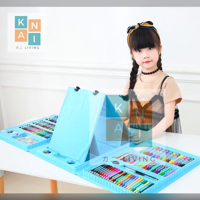 

Crayon Anak Set 208 Pcs Pensil Warna Alat Lukis Set Crayon Set - Biru