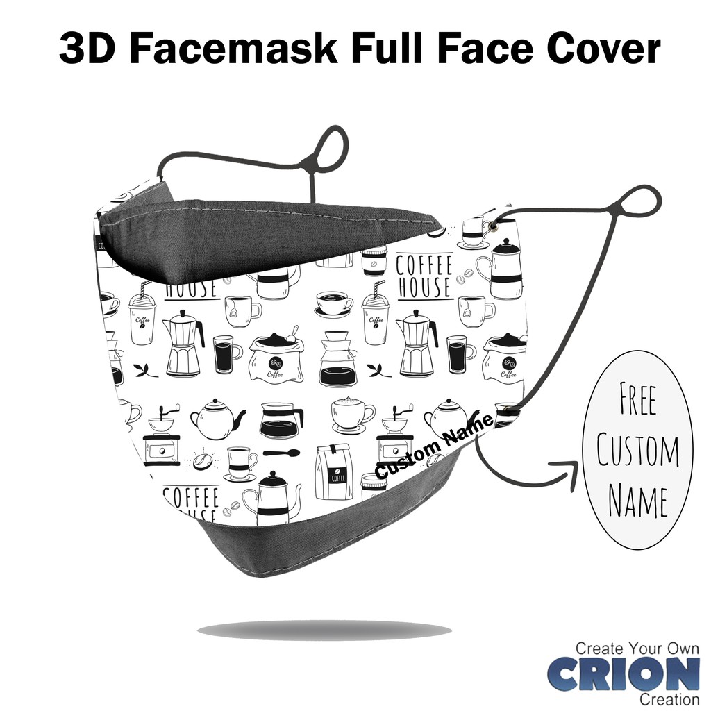 Crion - Masker 3d Full Face Cover Coffee Series 1 - antibacterial