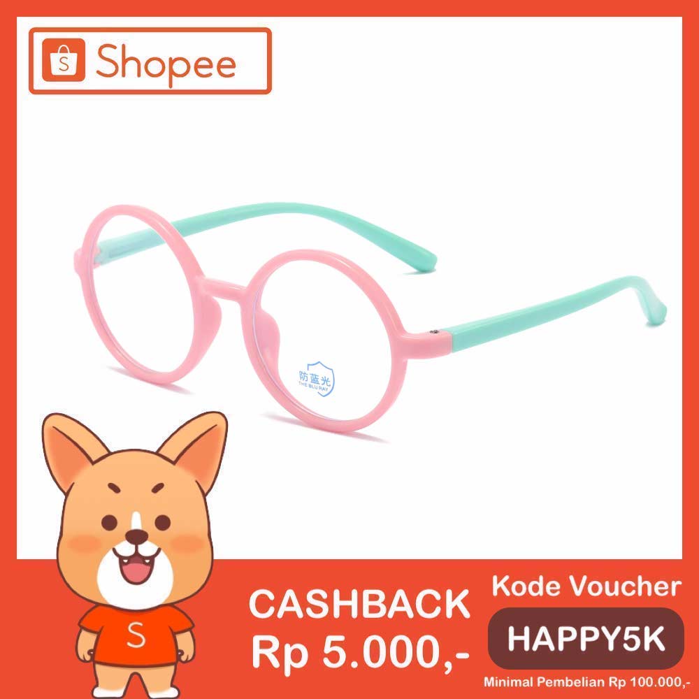 Kacamata Anak TR90 Elastis Anti Radiasi Blue Ray (Design Korea) Laki-laki & Perempuan - HM829 Group Solo-Pink