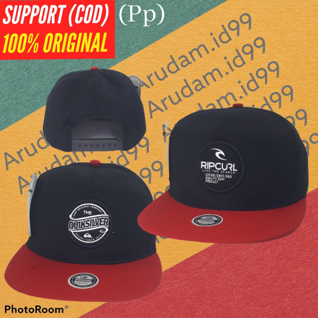 Topi Snapback Original Distro Pria Terbaru Ripcurl Warna Merah Hitam Diskon Murah
