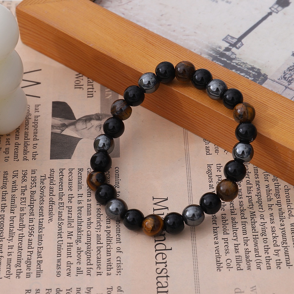 Gelang Manikmanik Batu Obsidian Tiger Eye Hematite Untuk Priawanita